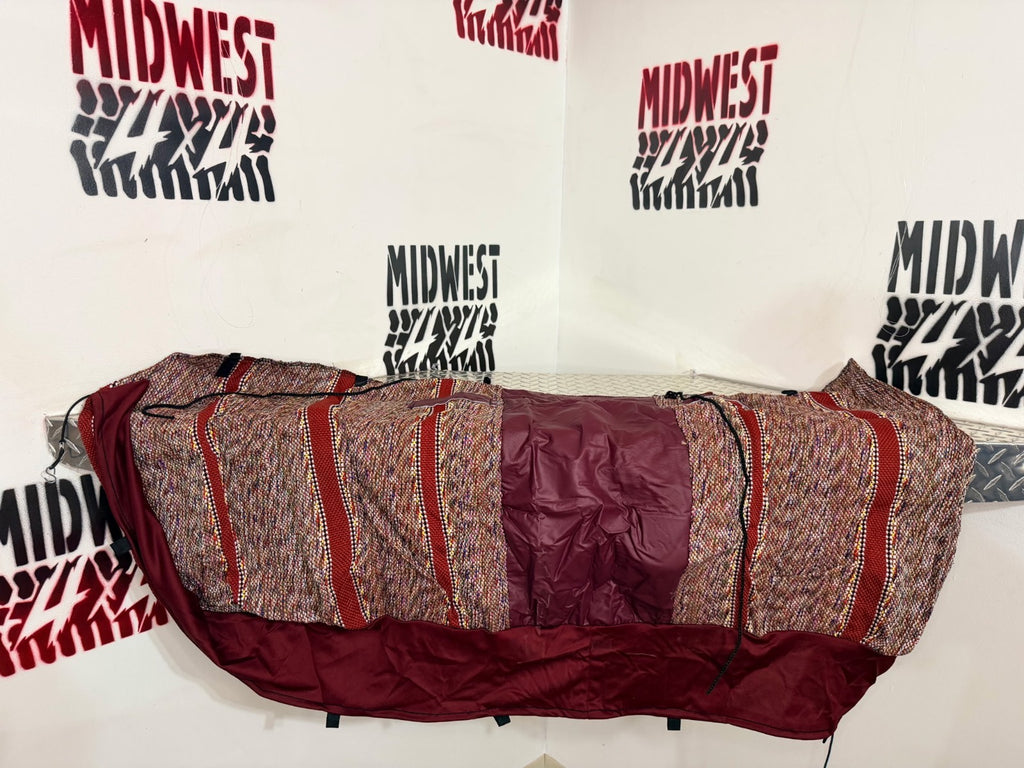 Saddleman Rugged Saddle Blanket Truck Bench Seat Cover w/Leather Center- Wine